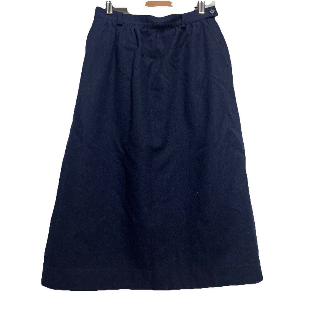 NWT Vintage '78 Pendleton 100% Virgin Wool Navy A-Line Midi Pencil Skirt